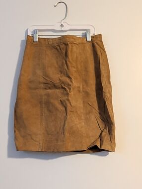 Women's Tan Letter Mini Skirt - Sleek Panel Design